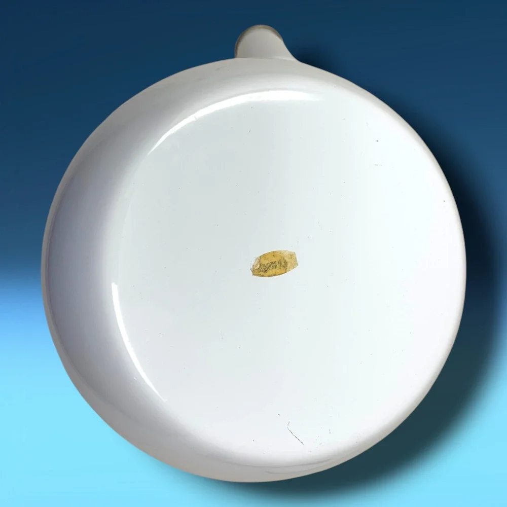 Vintage Rooster Enamel Tea Kettle White Country Farmhouse Wood Handle 8